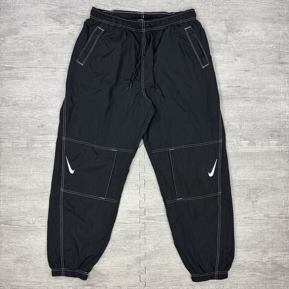 Nike Sportswear Swoosh Repel Joggers Pants Oversize Fit High-Rise Black Woven - Picture 2 of 10